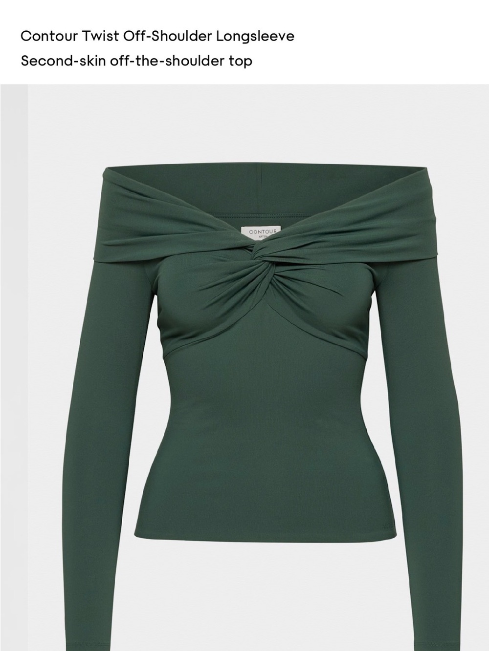 Aritzia Contour Twist Off-Shoulder Longsleeve Top - Forest Green